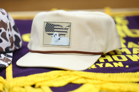 Grey Brahman Leather Patch Hat - Beige