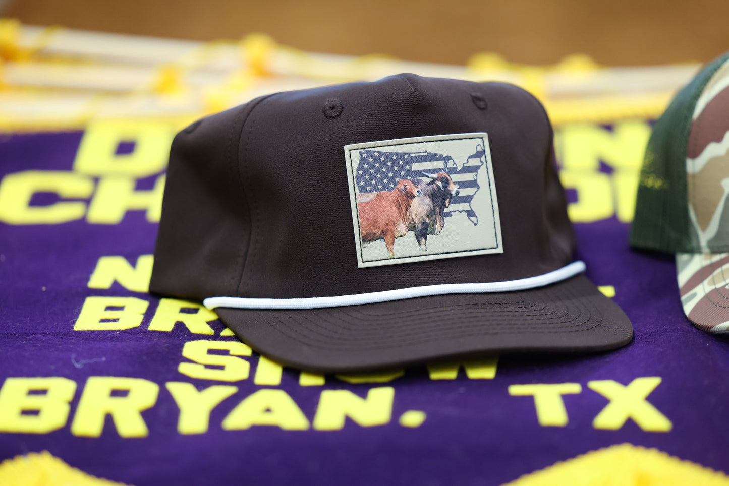 Red Brahman Leather Patch Hat - Chocolate