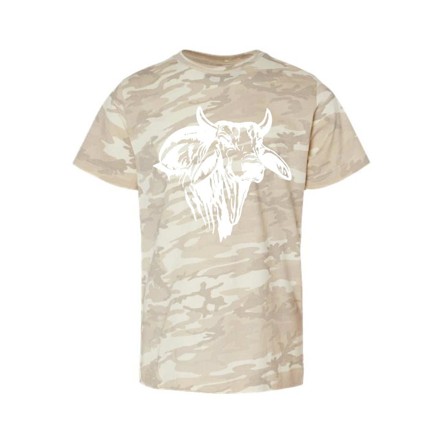 AJBA Short Sleeve Tan Camo Bull Tshirt