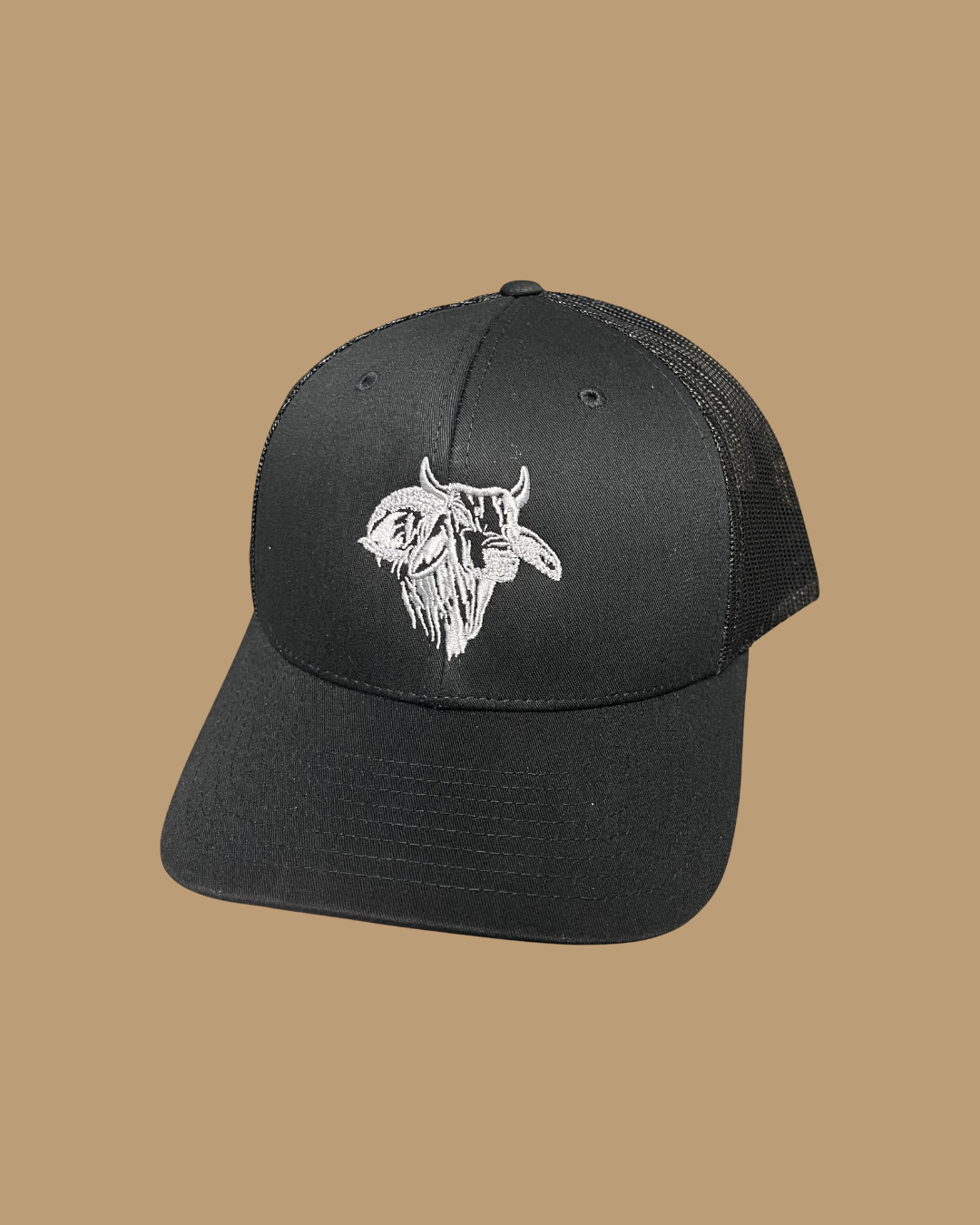 - Silver Retro Bull Black Hat