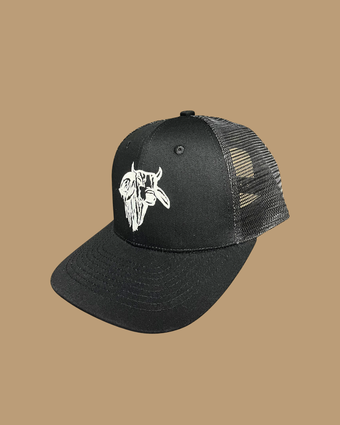 - White Retro Bull Black Hat